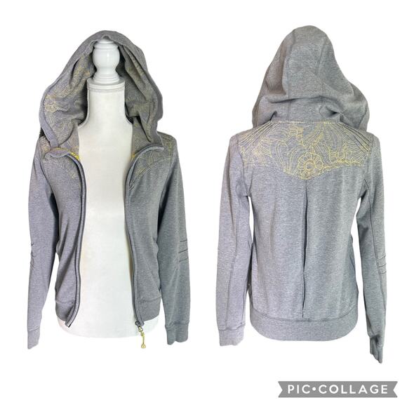 Lululemon Jackets & Blazers - Lululemon Scuba Cotton Full Zip Up Hooded Jacket Grey Yellow Floral Size Small 6